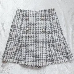 ワンウェイ ツイード スリット ミニスカパンチェック タイト スカート パンツ