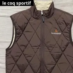 ●ルコックスポルティフゴルフ●中綿キルティングベスト M ブラウン リバーシブル