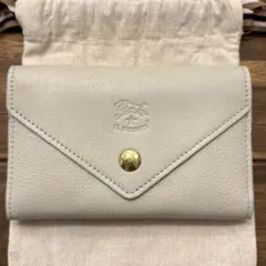 新品 イルビゾンテ 折り財布 ロゴ型押し グレージュ ジェッソ