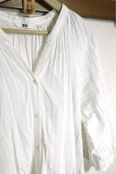 UNIQLO 白 シャツワンピース 七分丈