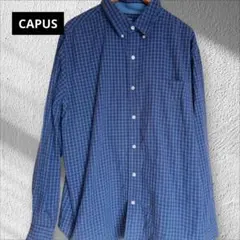 CHAPUS イージーケア 青系チェック 長袖シャツ