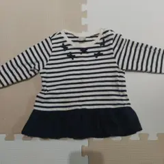 petit main ストライプフリルTシャツ 90cm