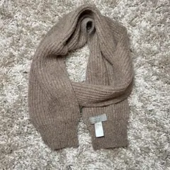 MARGARET HOWELL ブラウンリブ編みマフラー カシミヤ100%