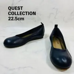 超美品　ネイビー フラットシューズ 天然皮革 22.5cm 日本製