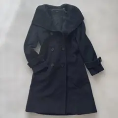 最高級【カシゴラ・メリノウール】ジョゼフ　ロングコートM 黒　女優襟　ダブルB