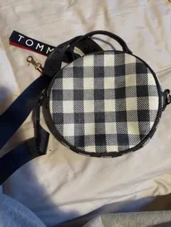 Tommy チェック柄ラウンドショルダーバッグ