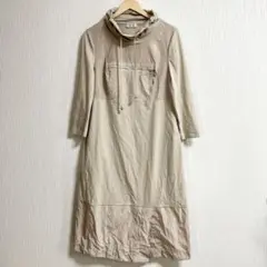 DONNA 異素材ドッキング　ワンピース　M ベージュ