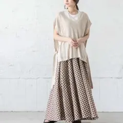 【最終値下げ】La-gemme ラジエムギンガムチェックロングスカートマキシ丈F