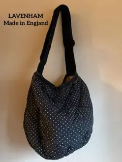 LAVENHAMラベンハム キルティングショルダーバッグ ドット柄 ネイビー紺のサムネイル