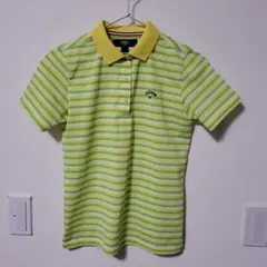 Callaway ポロシャツ L 黄緑 ストライプ