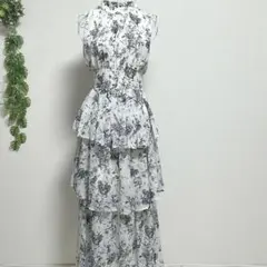 美品✨アンミール フラワーチュール リボンワンピース 花柄 F（E482） 美品✨アンミール フラワーチュール リボンワンピース 花柄 F（E482