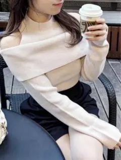 niceclaup 片開きハイネックニット