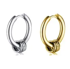 a001【数量限定】 2個セット シルバー フープ ピアス 男女兼用 165