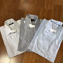 長袖ワイシャツ3枚セット 水色 グレー ストライプ M ☆タカQ 青山など
