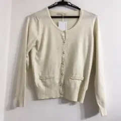 レッセパッセ 長袖 パールボタン カーディガン アイボリー 白 ホワイト M