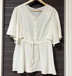 【新品未使用タグ付】AZUL by moussyホワイト半袖ブラウス シャツ春服