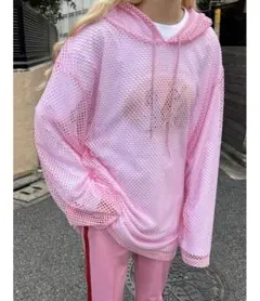 【新品未使用品】WC ダブルシー wego メッシュビッグパーカー ピンク