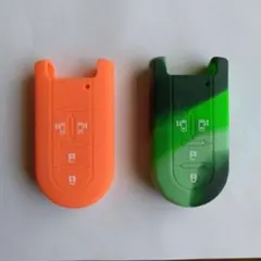 【ダイハツタント】 スマートキー ケース　オレンジ グリーン迷彩 2個セット