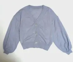 GRL　ビジューリボンボタンニットカーディガン[k9342f]　ブルー　F