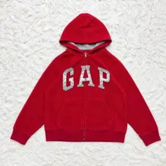 GAP ギャップ ボア生地 ジップアップパーカー デカロゴ アーチロゴ 赤 S
