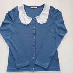 axes femme ビジュー付きブルーカーディガン