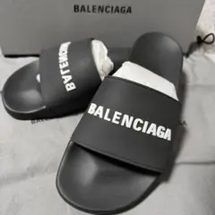 BALENCIAGA サンダル スライド ブラック ホワイト - メルカリ