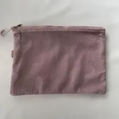 無印良品　ダブルファスナーケース　ピンク　Ｌ　約１９×２７ｃｍ