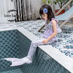 人魚姫キラキラ3点セット水着女の子人気柄水着140サイズ