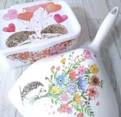 デコパージュ　掃除シート ケース♪ほうきとちりとり♪セット♡ ハリネズミ　ハート
