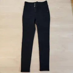 【新品】ブラックスキニーデニム裏起毛 L