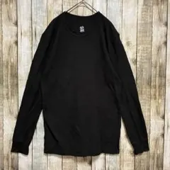 F15 フルーツオブザルーム サーマルロンT ワッフル XL クルーネック 黒