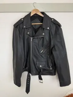 90s グッドレギュラー　ダブル　ライダース　レザージャケット　ブラック　古着