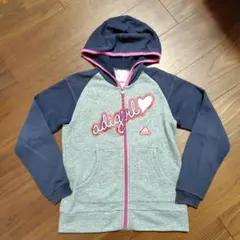 adidas ジップアップパーカー グレー×ネイビー 女の子 150 140