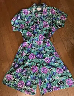 TARAZZIA ヴィンテージ　半袖　オールインワン　花柄　古着　ビンテージ