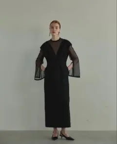 ANDRESD V line jacquard dress 黒 ドレス ブラック