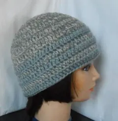 ℳ＊グレー系・ビーニー・クラッシャーハット【男女兼用】ハンドメイド手編み