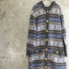 BEAMSHEART ニット　ロング　カーディガン　ワンピース　フーディー　前開