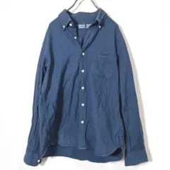 MUJI 無印良品　メンズ長袖シャツ　ネイビー　Lサイズ