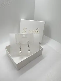パール付きシルバーフックピアス