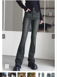 未使用 GRL セミフレアデニムパンツ[cu508] ブラック XS ジーンズ