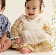 バースデイ　ロンパースcottoli 袴80 黄色