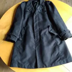 スタイリッシュなOLEEG ストライプ ブラック ステンカラーコート XL