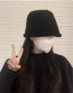 新品未使用　ボア バケットハット 黒 白 2色セット