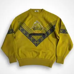 値下【VINTAGE】80s 90s 刺繍 クルーネック レトロビンテージニット