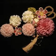 成人式 髪飾り A くすみピンク 成人式 結婚式 卒業式 振袖 袴 つまみ細工