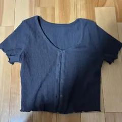 GU ダークグレー ボタン付きカーディガン