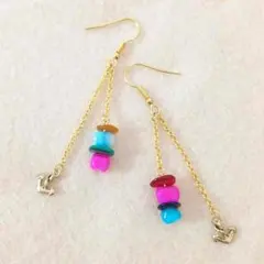 サザレ染めシェル イカリ ロングピアス ♯45