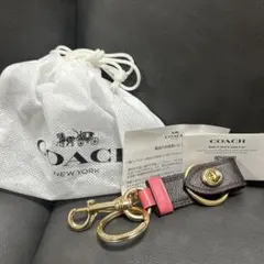 COACH キーホルダー バッグチャーム ブラウン ピンク