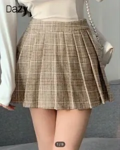 Dazy ブラウン系チェック プリーツスカート