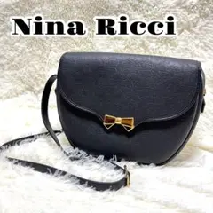 【美品♡】Nina Ricci リボン柄ショルダーバッグ ブラック レザーバッグ